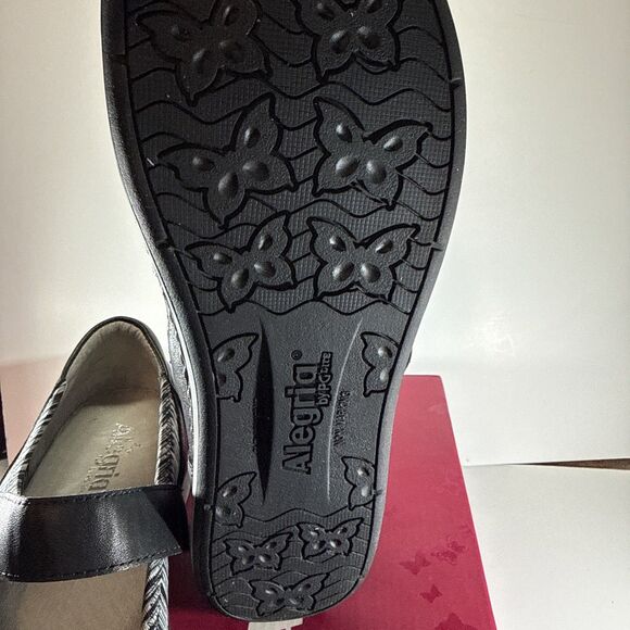 Alegria Women's Gem Black & White Shoes Size 11 Wide Mary Jane Style Soft Upper - Picture 8 of 12